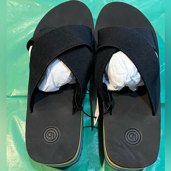 NWT Urban Outfitters O Elastic EVA Platform Rainbow 🌈 Sandal, Size 8 - Picture 8 of 9